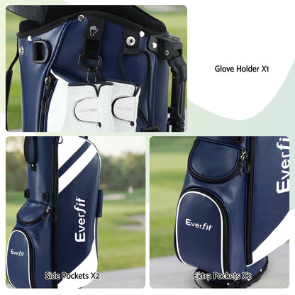 Everfit golf stand bag by Hlpmedical with dual straps and club divider, lightweight blue carry bag for easy golf course transport.