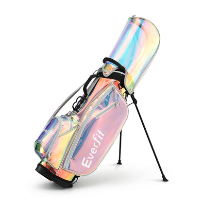 Hlpmedical Everfit golf stand bag with lightweight design, dual straps, club dividers, and holographic finish for easy carrying.