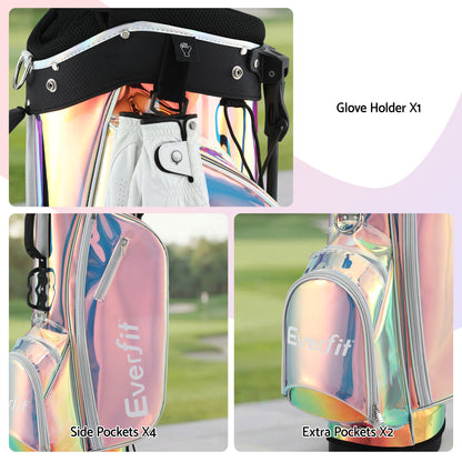Hlpmedical Everfit golf stand bag with lightweight design, dual straps, club divider, and holographic finish for easy carry
