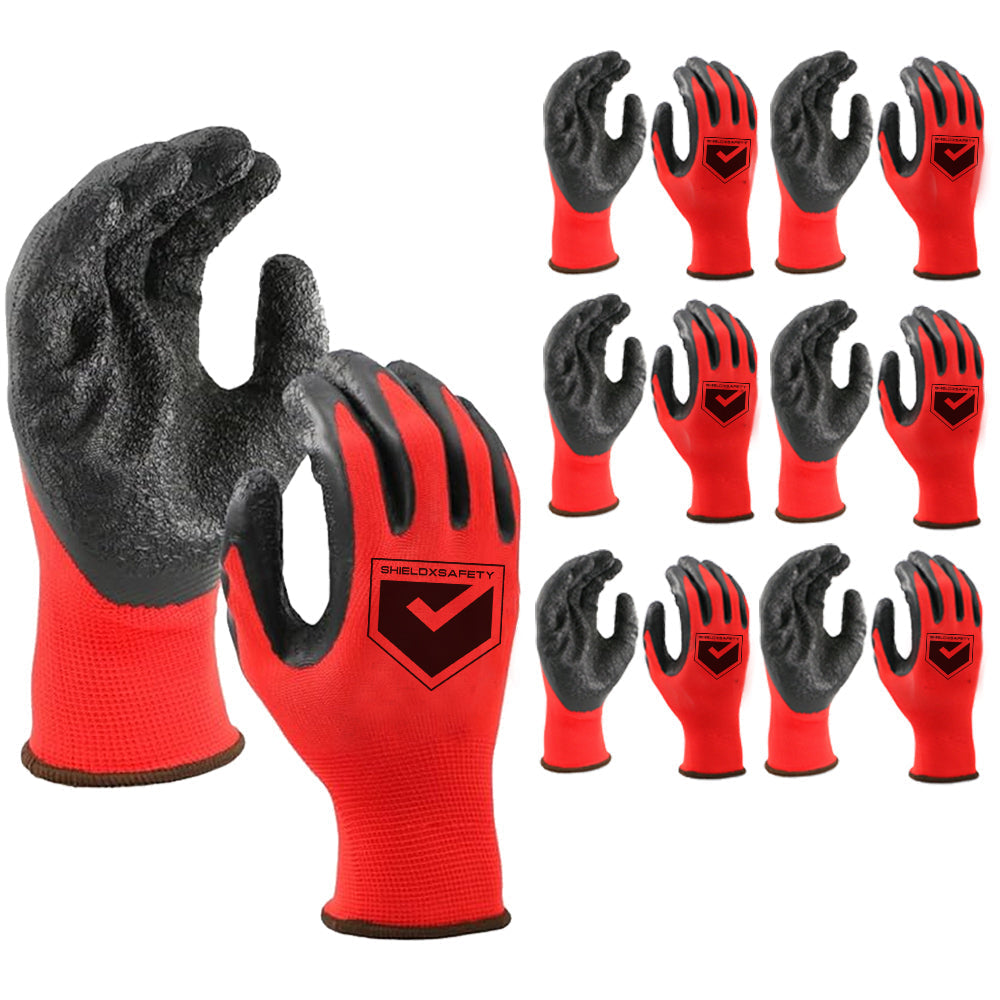 Set of 12 small latex-coated work gloves for gardening, mechanic tasks, and general hand protection by Hlpmedical.