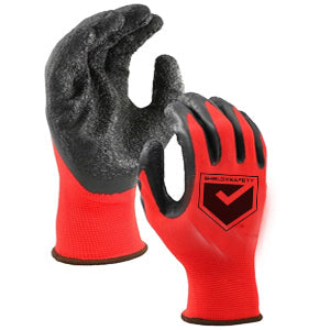 Pair of small latex-coated work gloves from Hlpmedical, ideal for gardening, mechanics, and general hand protection.