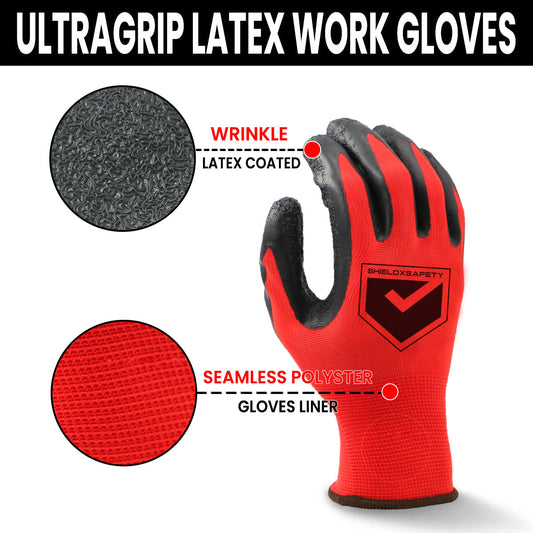 Set of 24 small latex-coated work gloves by Hlpmedical, ideal for gardening, gardening, and general hand protection.