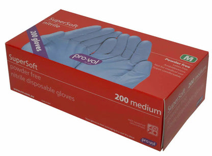 Box of Hlpmedical Proval Supersoft Nitrile Exam Disposable Gloves, 1000 pcs, showing the packaging and glove box design