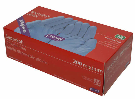 Box of Hlpmedical Proval Supersoft Nitrile Exam Disposable Gloves, 1000 pcs, showing the packaging and glove box design