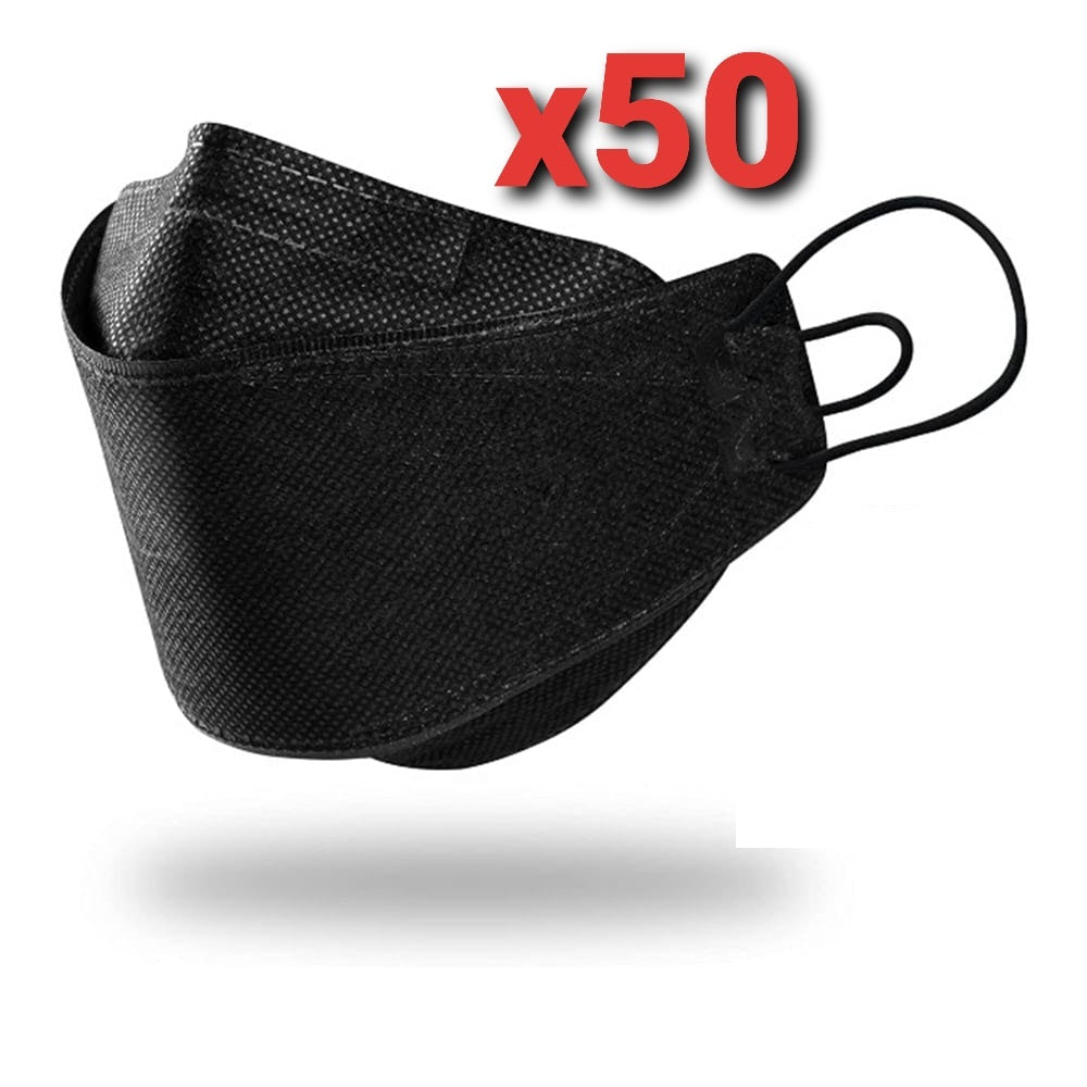KF94 Black 4-Layer Face Masks With Earloops 50pk