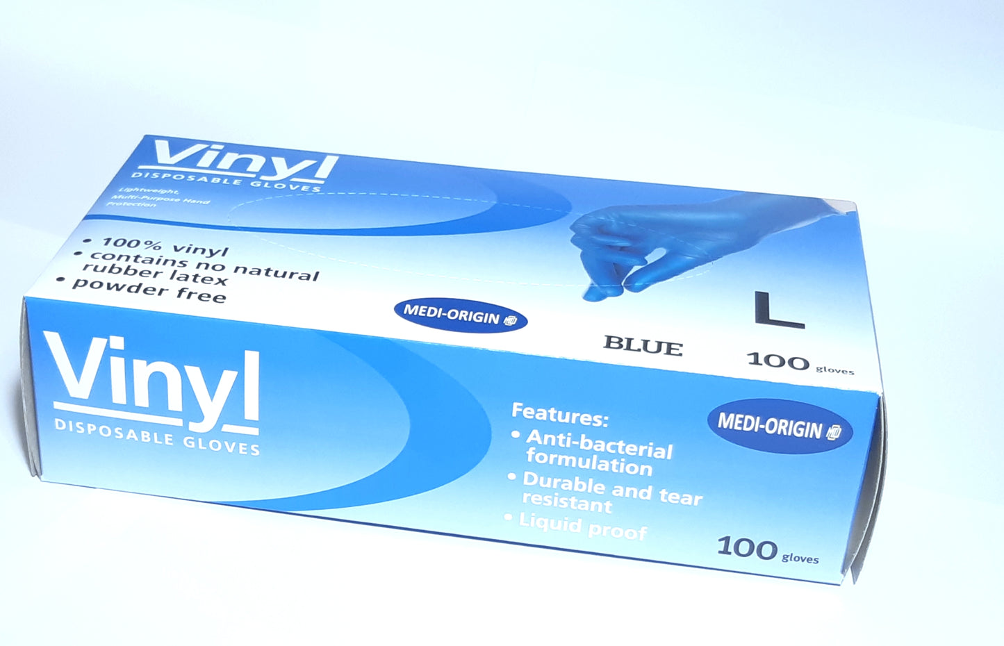 Pharmaceutical Grade Powder-Free Blue Vinyl Gloves - 100 Pack