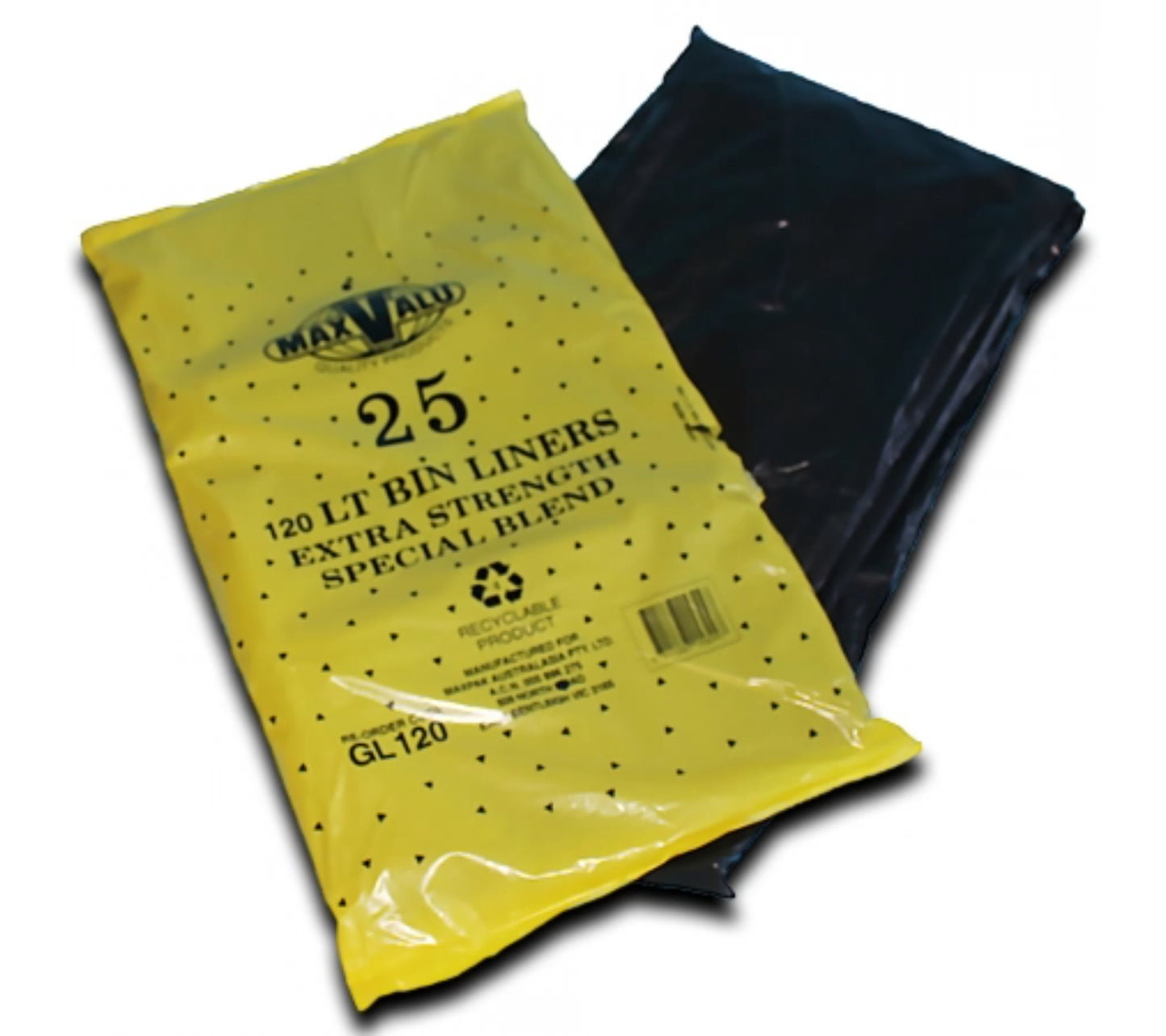120L Black Heavy Duty Trash Bags / Bin Liners, 20um, 10x25 (250