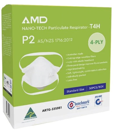 P2 Nano-Tech Particulate Respirator- Head Band Face Mask 50PCS (Small)