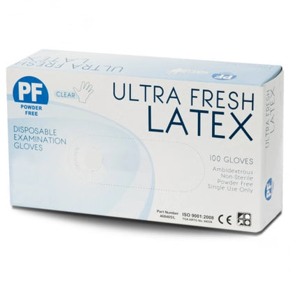 Ultra Fresh Clear Latex Gloves Powder Free 10 boxes/ 1000 Gloves
