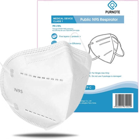 Purnote N95 White Medical Mask Individually Wrapped and Bar Coded - 10 Masks