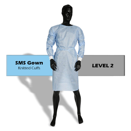 TGA Approved SMS Clinical Disposable Isolation Gowns Knitted Wrist Level 2 With Ties Breathable Material - 50 PCS
