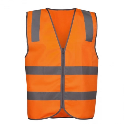 Site Safety Vest H With Zipper - Orange 50 PCS