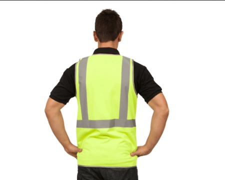 Hlpmedical YSF C420 high visibility yellow day/night safety vest, small size, designed for personal protective equipment, 50-pack.
