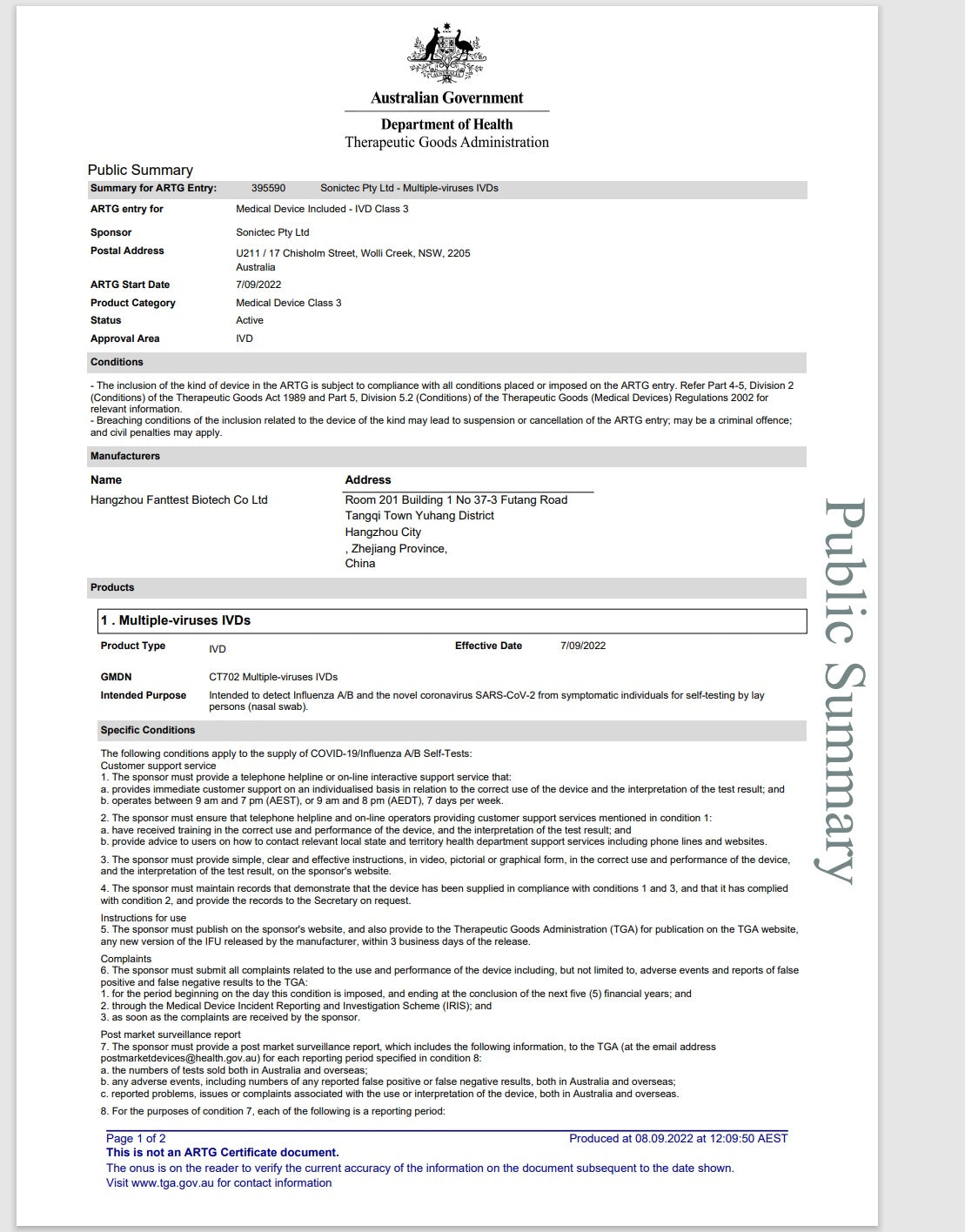 Fanttest COVID-19/ Influenza A&B Antigen Test Kits (self-testing) -1 Kit