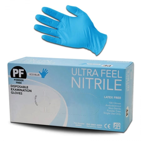 100 PCS Ultra Feel Disposable Blue Nitrile Exam Gloves - (Available in Multi Sizes)