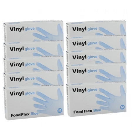 Food Grade Powder-Free Blue Vinyl Gloves - Carton of 1000 PCS