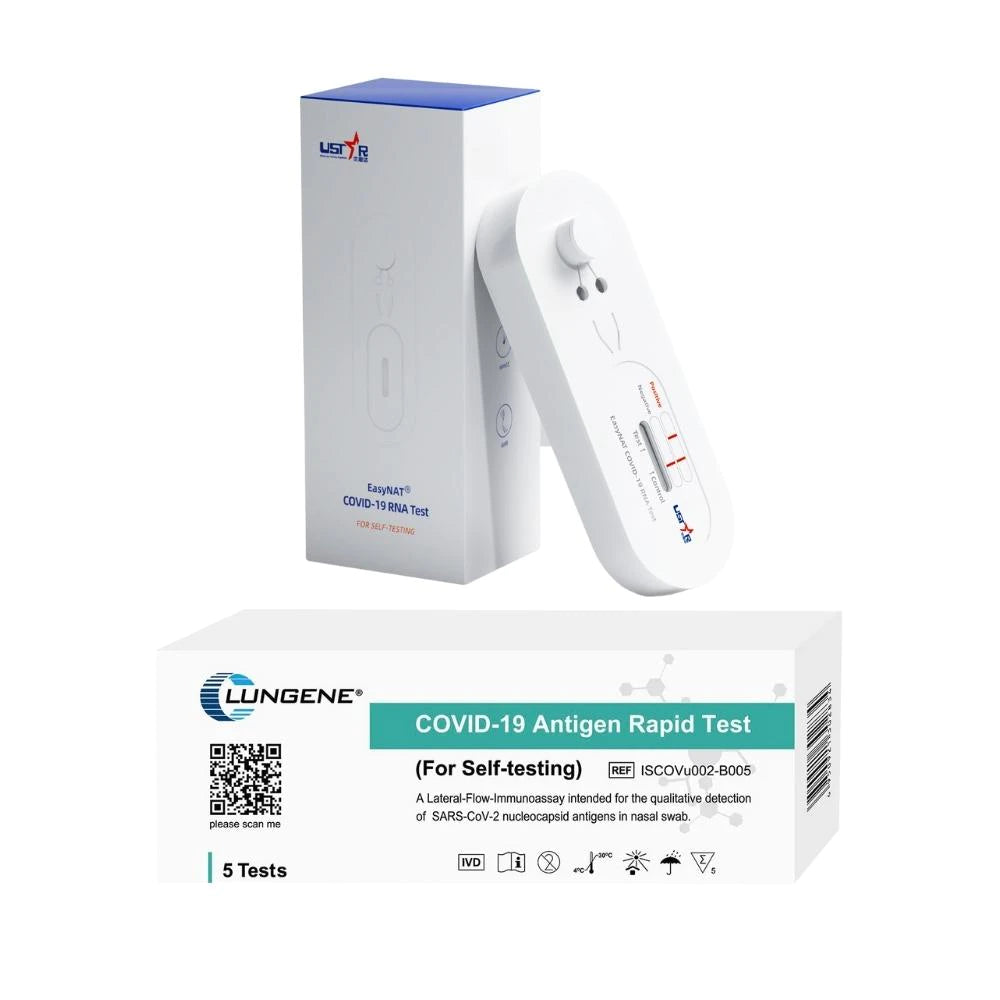 EasyNAT RNA PCR (Single Pack) + Clungene Rapid Antigen (5 Tests) Covid-19 Test Kits - Combo Pack