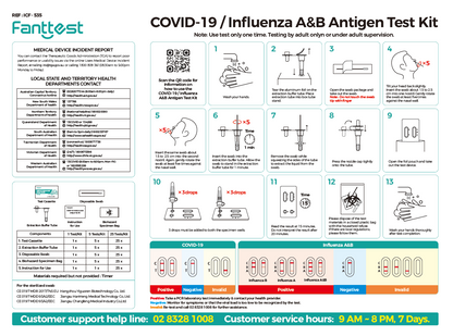 Fanttest COVID-19/ Influenza A&B Antigen Test Kits (self-testing) -5 Kits