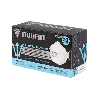 Hlpmedical Trident P2 respirator masks, 24 boxes with 480 individually packed masks, for respiratory protection and safety.