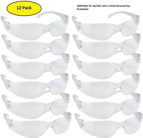 Clear anti-fog safety glasses from Hlpmedical, PPE spectacles with protective lenses, shown in a pack of 12.